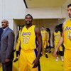 EL SEGUNDO, CA - SEPTEMBER 29:  Ron Artest #37and Pau Gasol #16 of the Los Angeles Lakers arrive Lakers media day at the team's training facility on September 29, 2009 in El Segundo, California.  NOTE TO USER: User expressly acknowledges and agrees that, 