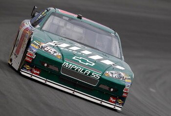 CONCORD, NC - OCTOBER 16:  Dale Earnhardt Jr. drives the #88 AMP Energy/ National Gurad Chevrolet during practice for the NASCAR Sprint Cup Series NASCAR Banking 500 at Lowe's Motor Speedway on October 16, 2009 in Concord, North Carolina.  (Photo by Stree