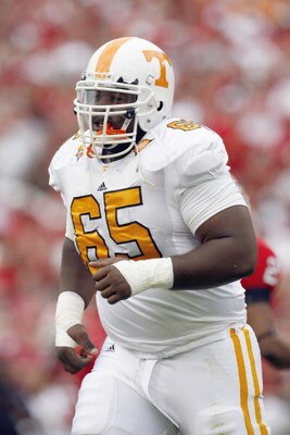 ATHENS, GA - OCTOBER 11:  Jacques McCledon #65 of the Tennessee Volunteers jogs on the field during the game against the Georgia Bulldogs at Sanford Stadium on October 11, 2008 in Athens, Georgia.  (Photo by Kevin C. Cox/Getty Images)