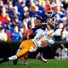 GAINESVILLE, FL - SEPTEMBER 19:  Tim Tebow #15 of the Florida Gators is tackled by Eric Berry #14 of the Tennessee Volunteers during the game at Ben Hill Griffin Stadium on September 19, 2009 in Gainesville, Florida.  (Photo by Sam Greenwood/Getty Images)