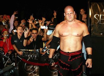LOS ANGELES, CA - MAY 08:  Wrestler/actor Glen 'Kane' Jacobs arrives at the Lions Gate Premiere of 'See No Evil' at the Century Stadium Promenade 25 on May 8, 2006 in Orange, California.  (Photo by Michael Buckner/Getty Images)