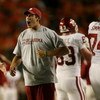 MIAMI GARDENS, FL - OCTOBER 3:  Quarterback Sam Bradford of the Oklahoma Sooners celebrates the touchdown scored by teammate Cameron Kenney #6 in the first quarter of the game against the Miami Hurricanes on October 3, 2009 at Landshark Stadium in Miami G