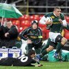 WELLINGTON, NEW ZEALAND - JULY 05:  Bryan Habana of the Springboks runs out of a tackle by Dan Carter of the All Blacks during the 2008 Tri Nations series match between the New Zealand All Blacks and the South African Springboks at Westpac Stadium on July