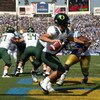 PASADENA, CA. - OCTOBER 10: Nate Costa #7 the Oregon Ducks  looks to pass in the third quarter against the UCLA Bruins on October 10, 2009 at the Rosebowl in Pasadena, California. The Ducks Defeated the Bruins 24-10 (Photo by Jacob De golish/Getty Images)