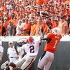 STILLWATER, OK - SEPTEMBER 5:  Runningback Brandon Boykin #2 of the Georgia Bulldogs dives for the ball for the ball as Dez Bryant #1 of the Oklahoma State Cowboys cannot make the pass during the third quarter of the game at Boone Pickens Stadium on Septe