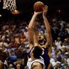 ORLANDO, FL - JUNE 09:  Pau Gasol #16 of the Los Angeles Lakers shoots over Hedo Turkoglu #15 of the Orlando Magic in the fourth quarter of Game Three of the 2009 NBA Finals on June 9, 2009 at Amway Arena in Orlando, Florida.  NOTE TO USER:  User expressl