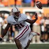 CORVALLIS, OR - OCTOBER 10: Stanford Cardinals wide receiver Chris Owusu #81 bobbles and drops a pass in the first quarter of the game against the Oregon State Beavers at Reser Stadium on October 10, 2009 in Corvallis, Oregon. (Photo by Steve Dykes/Getty 