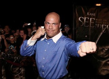 ORANGE, CA - MAY 08:  Wrestler Kurt Angle arrives at the Lions Gate Premiere of 'See No Evil' at the Century Stadium Promenade 25 on May 8, 2006 in Orange, California.  (Photo by Michael Buckner/Getty Images)