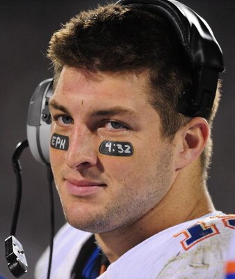 STARKVILLE, MS - OCTOBER 24:  Quarterback Tim Tebow # 15 of the Florida Gators stands on the sidelines during the 2nd half against the Mississippi State Bulldogs, at Davis Wade Stadium on  October 24, 2009 in Starkville, Mississippi  (Photo by Rick Dole/G