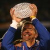 MIAMI - JANUARY 08:  Head coach Urban Meyer of the Florida Gators celebrates with the National Championship trophy after their 24-14 win against the Oklahoma Sooners during the FedEx BCS National Championship game at Dolphin Stadium on January 8, 2009 in 