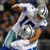 ARLINGTON, TX - OCTOBER 25:  Wide receiver Miles Austin #19 of the Dallas Cowboys celebrates a touchdown with Marc Colombo #75 against the Atlanta Falcons at Cowboys Stadium on October 25, 2009 in Arlington, Texas.  (Photo by Ronald Martinez/Getty Images)