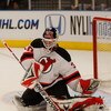 NEW YORK - OCTOBER 22: Martin Brodeur #30 of the New Jersey Devils makes a stop against the New York Rangers during the game on October 22, 2009 at Madison Square Garden in New York City. (Photo by Jared Wickerham/Getty Images)
