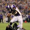 MINNEAPOLIS - OCTOBER 18:  Running back Adrian Peterson #28 of the Minnesota Vikings rushes and is tackled by Dannell Ellerbe #59 of the Baltimore Ravens during NFL action at Hubert H. Humphrey Metrodome on October 18, 2009 in Minneapolis, Minnesota. The 