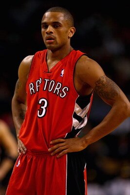 BOSTON - JANUARY 23:  Juan Dixon #3 of the Toronto Raptors looks across the court during the game against the Boston Celtics on January 23, 2008 at the TD Banknorth Garden in Boston, Massachusetts.  The Raptors won 114-112.  NOTE TO USER: User expressly a