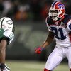 EAST RUTHERFORD, NJ - OCTOBER 18: Terrell Owens #81 of The Buffalo Bills lines up against Darrelle Revis #24  of The New York Jets during their game on October 18, 2009 at Giants Stadium in East Rutherford, New Jersey.  (Photo by Al Bello/Getty Images)