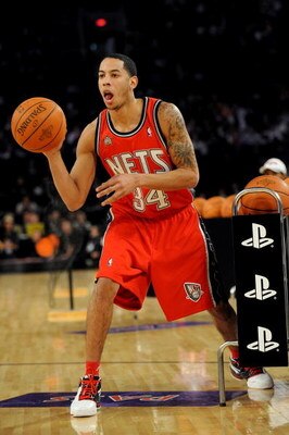 PHOENIX - FEBRUARY 14:  Devin Harris of the New Jersey Nets participates in the Play Station Skills Challenge on All-Star Saturday Night, part of 2009 NBA All-Star Weekend at US Airways Center on February 14, 2009 in Phoenix, Arizona.  NOTE TO USER: User 