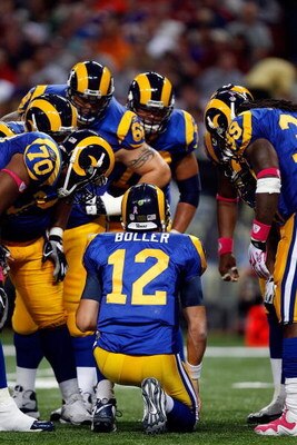 ST. LOUIS - OCTOBER 11:  :  :  :  :  :  :  Quarterback Kyle Boller #12 of the St. Louis Rams at Edward Jones Dome on October 11, 2009 in St. Louis, Missouri.  (Photo by Ronald Martinez/Getty Images)