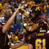 MINNEAPOLIS - SEPTEMBER 13:  Wide receiver Eric Decker #7 of the Minnesota Golden Gophers celebrates after scoring a touchdown in the second quarter against the Montana State Bobcats at the Metrodome on September 13, 2008 in Minneapolis, Minnesota.  (Phot