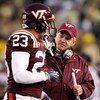 ATLANTA - OCTOBER 17:  Head coach Frank Beamer of the Virginia Tech Hokies talks to Matt Reidy #23 against the Georgia Tech Yellow Jackets at Bobby Dodd Stadium on October 17, 2009 in Atlanta, Georgia.  (Photo by Kevin C. Cox/Getty Images)