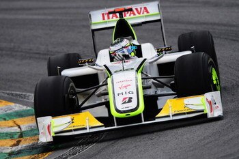 SAO PAULO, BRAZIL - OCTOBER 18:  Jenson Button of Great Britain and Brawn GP drives on his way clinching the F1 World Drivers Championship during the Brazilian Formula One Grand Prix at the Interlagos Circuit on October 18, 2009 in Sao Paulo, Brazil.  (Ph