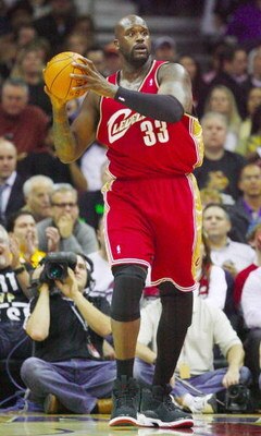 CLEVELAND - OCTOBER 27:  Shaquille O'Neal #33 of the Cleveland Cavaliers moves the ball up court during the season opener against the Boston Celtics at Quicken Loans Arena on October 27, 2009 in Cleveland, Ohio.  NOTE TO USER: User expressly acknowledges 