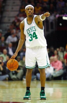 CLEVELAND - OCTOBER 27:  Paul Pierce #34 of the Boston Celtics moves the ball to the basket during the season opener against the Cleveland Cavaliers at Quicken Loans Arena on October 27, 2009 in Cleveland, Ohio.  NOTE TO USER: User expressly acknowledges 