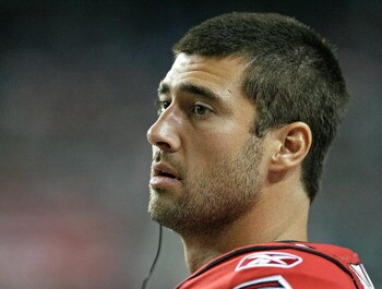 ATLANTA - AUGUST 31: Quarterback Joey Harrington #13 of the Atlanta Falcons watches the game on the field during the NFL preseason game at the Georgia Dome August 31, 2007 in Atlanta, Georgia.  (Photo by Mike Zarrilli/Getty Images)