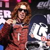 ASPEN, CO - JANUARY 25: Shaun White of Carlsbad, California celebrates as he takes the podium for the gold medal in the Men's Snowboard Superpipe Final at Winter X Games 13 on Buttermilk Mountain on January 25, 2009 in Aspen, Colorado. White became the fi