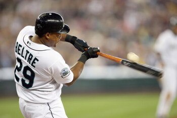 SEATTLE - AUGUST 19:  Adrian Beltre #29 of the Seattle Mariners swings at the pitch during the game against the Chicago White Sox at Safeco Field August 19, 2007 in Seattle, Washington. (Photo by Otto Greule Jr/Getty Images)