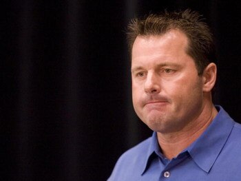 HOUSTON, TX - JANUARY 7:  Pitcher Roger Clemens pauses during a news conference after a taped conversation was played between Clemens and his former trainer Brian McNamee January 7, 2008 in Houston, Texas. Clemens addressed allegations made by his former 