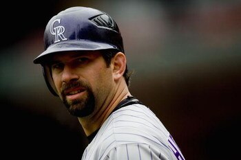 ST. LOUIS, MO - APRIL 3: Todd Helton #17 of the Colorado Rockies  waits on deck against the St. Louis Cardinals on April 3, 2008 at Busch Stadium in St. Louis, Missouri.  The Cardinals beat the Rockies 3-0.  (Photo by Dilip Vishwanat/Getty Images)