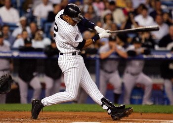 NEW YORK - SEPTEMBER 16:  Derek Jeter #2 of the New York Yankees connects for his 1,270th hit at Yankee Stadium in the first inning against the Chicago White Sox on September 16, 2008 at Yankee Stadium in the Bronx borough of New York City. Jeter moved ah