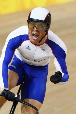 BEIJING - AUGUST 19:  Chris Hoy of Great Britain celebrates the gold medal after defeating Jason Kenny of Great Britain in the Men's Sprint Finals in the track cycling event at the Laoshan Velodrome on Day 11 of the Beijing 2008 Olympic Games on August 19