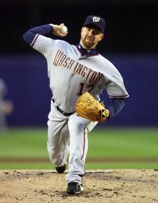 NEW YORK - MAY 14:  Tim Redding #17 of the Washington Nationals pitches against the New York Mets on May 14, 2008 at Shea Stadium in the Flushing neighborhood of the Queens borough of New York City.  (Photo by Jim McIsaac/Getty Images)