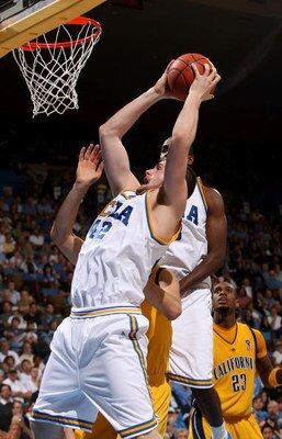WESTWOOD, CA - MARCH 08:  Kevin Love #42 of the UCLA Bruins grabs a rebound against the California Golden Bears on March 8, 2008 at Pauley Pavillion in Westwood, California.  (Photo by Stephen Dunn/Getty Images)