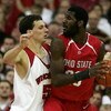 MADISON, WI - JANUARY 09:  Greg Oden #20 of the Ohio State Buckeyes looks to pass the ball out of the post against Jason Chappell #5 of the Wisconsin Badgers during their Big Ten Conference game on January 9, 2007 at the Kohl Center in Madison, Wisconsin.