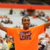 SYRACUSE, NY - FEBRUARY 16:  Syracuse Forward Donte Green #5 pumps up the crowd during pre-game warmups during the game between the Georgetown University Hoyas and the Syracuse University Orange at the Carrier Dome February 16, 2008 in Syracuse, New York.