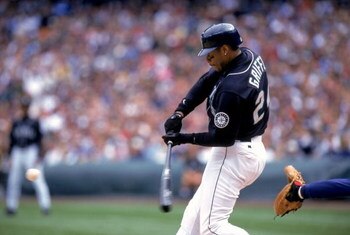 5 Sep 1999: Ken Griffey Jr. #24 of the Seattle Mariners swings at the ball during a game against the Boston Red Sox  at the Safeco Field in Seattle, Washington. The Red Sox defeated the Mariners 9-7. Mandatory Credit: Otto Greule Jr.  /Allsport