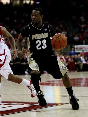 MADISON, WI - JANUARY 27: Lewis Jackson #23 of the Purdue Boilermakers drives to the basket against the Wisconsin Badgers on January 27, 2009 at the Kohl Center in Madison, Wisconsin. Purdue defeated Wisconsin 64-63. (Photo by Jonathan Daniel/Getty Images