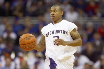 KANSAS CITY, MO - NOVEMBER 25:  Isaiah Thomas #2 of the Washington Huskies dribbles downcourt against the Florida Gators during the CBE Classic consolation game on November 25, 2008 at the Sprint Center in Kansas City, Missouri. (Photo by: Jamie Squire/Ge