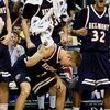 WASHINGTON - MARCH 20:  Keaton Belcher #3, Will Peeples #33 and Jordan Campbell #32 of the Belmont Bruins react to a play from the bench against the Duke Blue Devils during the first round of the West Regional as part of the 2008 NCAA Men's Basketball Tou