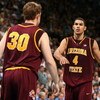 WESTWOOD, CA - JANUARY 17:  Jeff Pendergraph #4 of the Arizona State Sun Devils celebrates with teammate Rihards Kuksiks #30 after a three point play against the UCLA Bruins during the college basketball game at Pauley Pavilion on January 17, 2009 in West