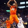 LAWRENCE, KANSAS - FEBRUARY 7:  Byron Eaton #00 of the Oklahoma State Cowboys puts a shot up against the Kansas Jayhawks during the game at Allen Fieldhouse on February 7, 2009 in Lawrence, Kansas. (Photo by: Jamie Squire/Getty Images)