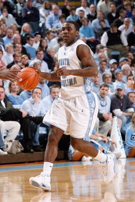 CHAPEL HILL, NC - JANUARY 21:  Ty Lawson #5 of the North Carolina Tar Heels drives the ball against the Clemson Tigers during the game on January 21, 2009 at the Dean E. Smith Center in Chapel Hill, North Carolina.  (Photo by Kevin C. Cox/Getty Images)