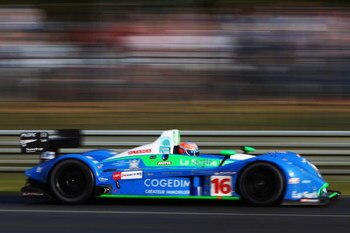 LE MANS, FRANCE - JUNE 14:  The Pescarolo Sport car of Emmanuel Collard, Jean-Christophe Boullion and Romain Dumas of France drives during the 76th running of the Le Mans 24 Hour race at the Circuit des 24 Heures du Mans on June 14, 2008 in Le Mans, Franc