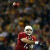TAMPA, FL - FEBRUARY 01:  Quarterback Kurt Warner #13 of the Arizona Cardinals throws the ball against the Pittsburgh Steelers during Super Bowl XLIII on February 1, 2009 at Raymond James Stadium in Tampa, Florida.  (Photo by Chris McGrath/Getty Images)