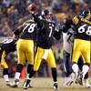 PITTSBURGH - JANUARY 11:  Snow falls as Ben Roethlisberger #7 of the Pittsburgh Steelers throws a pass against the San Diego Chargers during their AFC Divisional Playoff Game on January 11, 2009 at Heinz Field in Pittsburgh, Pennsylvania. Steelers won 35-