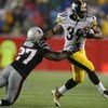 FOXBORO, MA - NOVEMBER 30:  Ellis Hobbs III #27 of the New England Patriots tries to pull down Willie Parker #39 of the Pittsburgh Steelers on November 30, 2008 at Gillette Stadium in Foxboro, Massachusetts.  The Steelers defeated the Patriots 33-10. (Pho