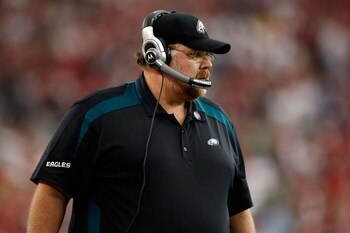 GLENDALE, AZ - JANUARY 18:  Head coach Andy Reid of the Philadelphia Eagles looks on during the NFC championship game against the Arizona Cardinals on January 18, 2009 at University of Phoenix Stadium in Glendale, Arizona.  (Photo by Jamie Squire/Getty Im
