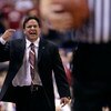 INDIANAPOLIS - DECEMBER 06:  Head coach Tom Crean of the Indiana Hoosiers pleads his case to a referee against the Gonzaga Bulldogs during the Hartford Hall of Fame Showcase on December 6, 2008 in Indianapolis, Indiana. Gonzaga won 70-54.  (Photo by Andy 